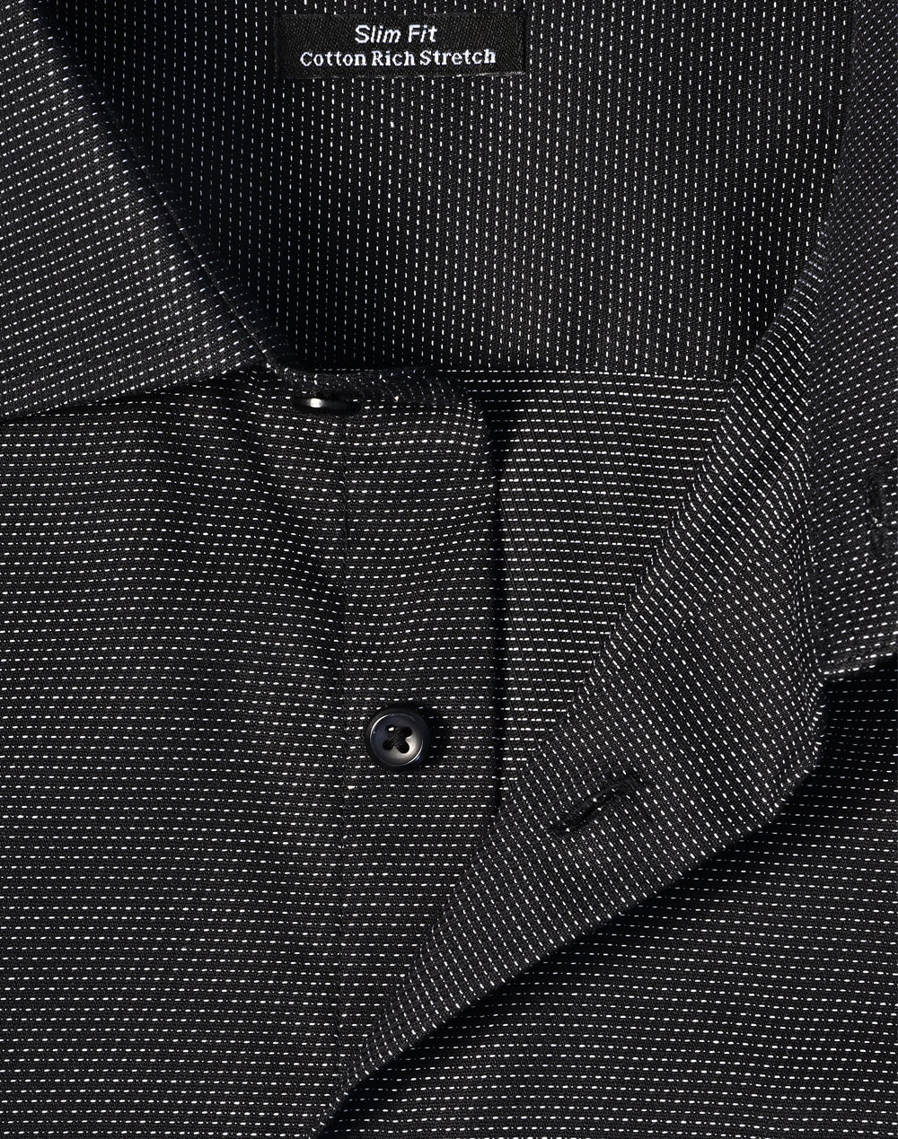 Ascot Mens Short Sleeve Dot Jacquard Stretch Shirt - Black - View