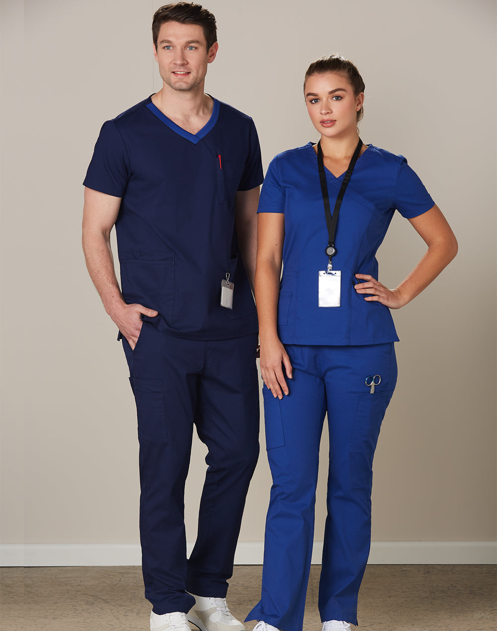 Ladies Scrub Top - Royal - View