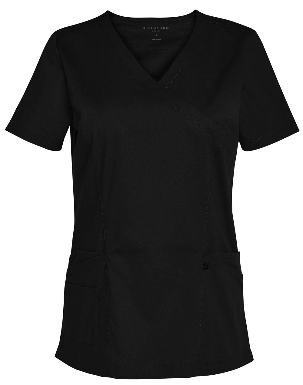 Ladies Scrub Top - Black - Front
