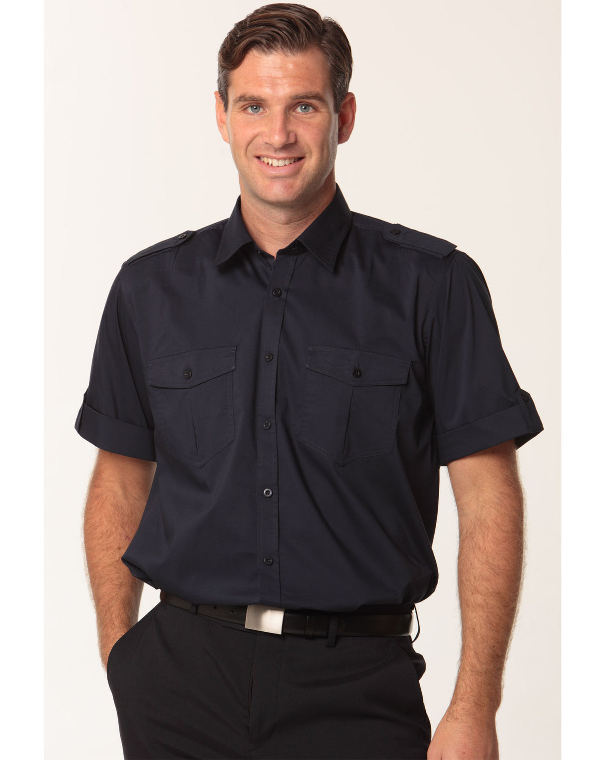 Men's Short Sleeve Military Shirt - view