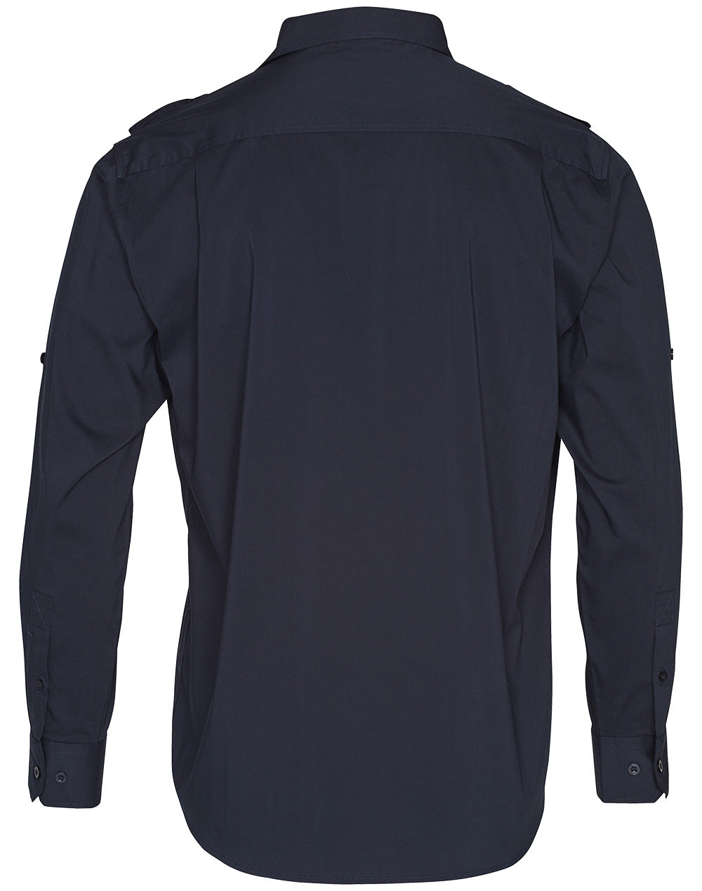 Men's Long Sleeve Military Shirt - Navy - Back