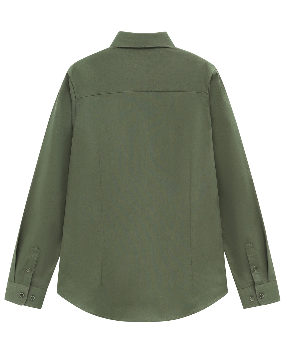 Womens Smart Casual Cotton Blend L/S Shirt - Army Green - Back