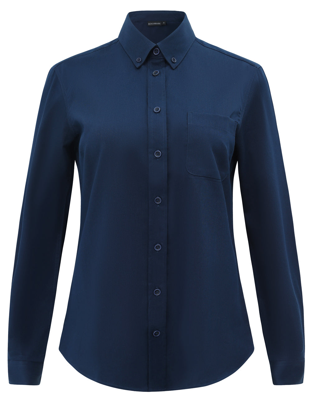 Womens Smart Casual Cotton Blend L/S Shirt - Navy - Front