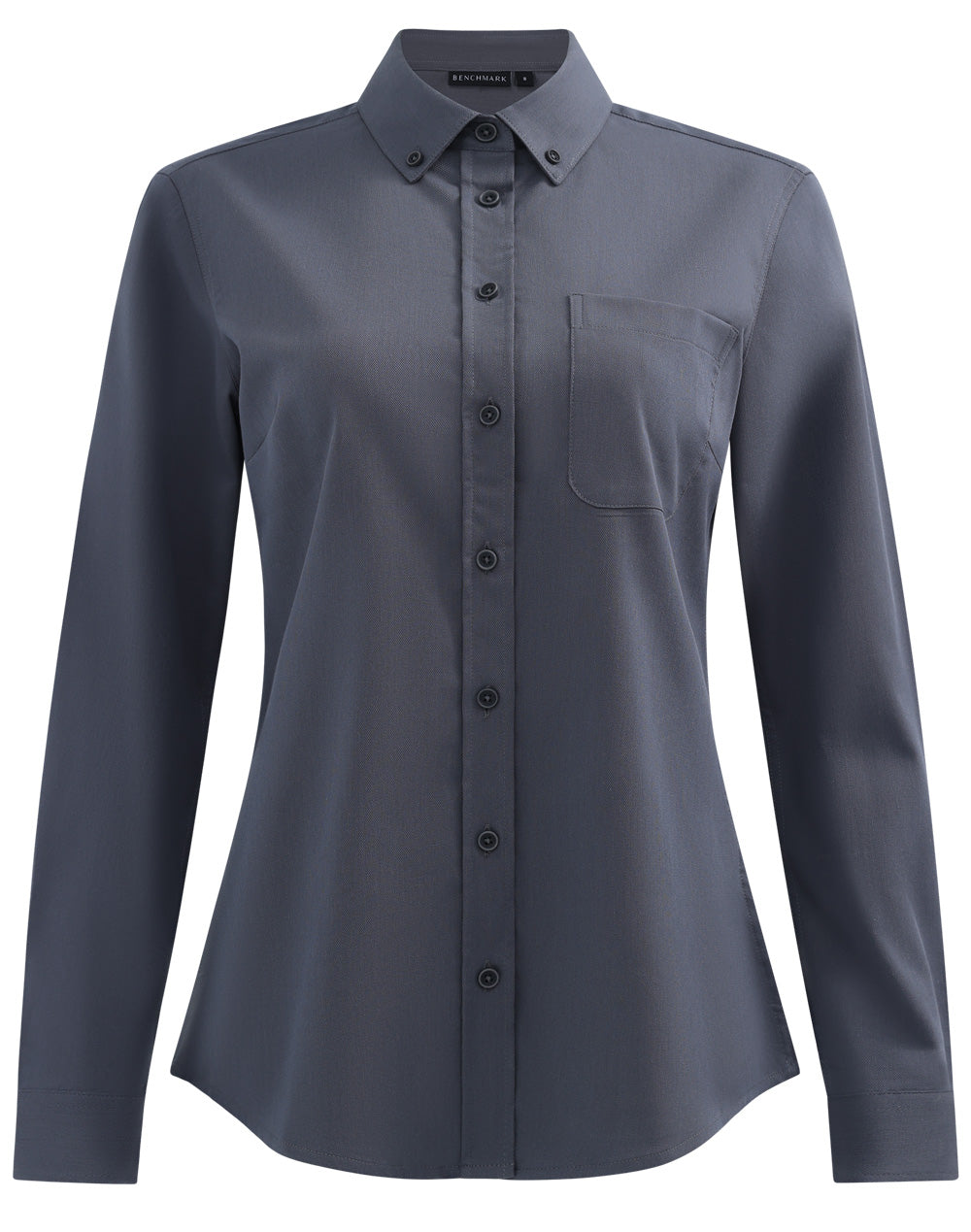 Womens Smart Casual Cotton Blend L/S Shirt - Storm Grey - Front