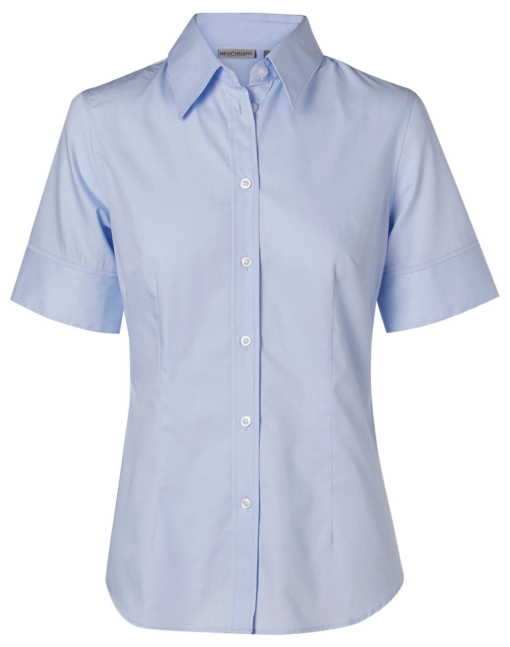 Women's Fine Twill Short Sleeve Shirt - Blue - Front