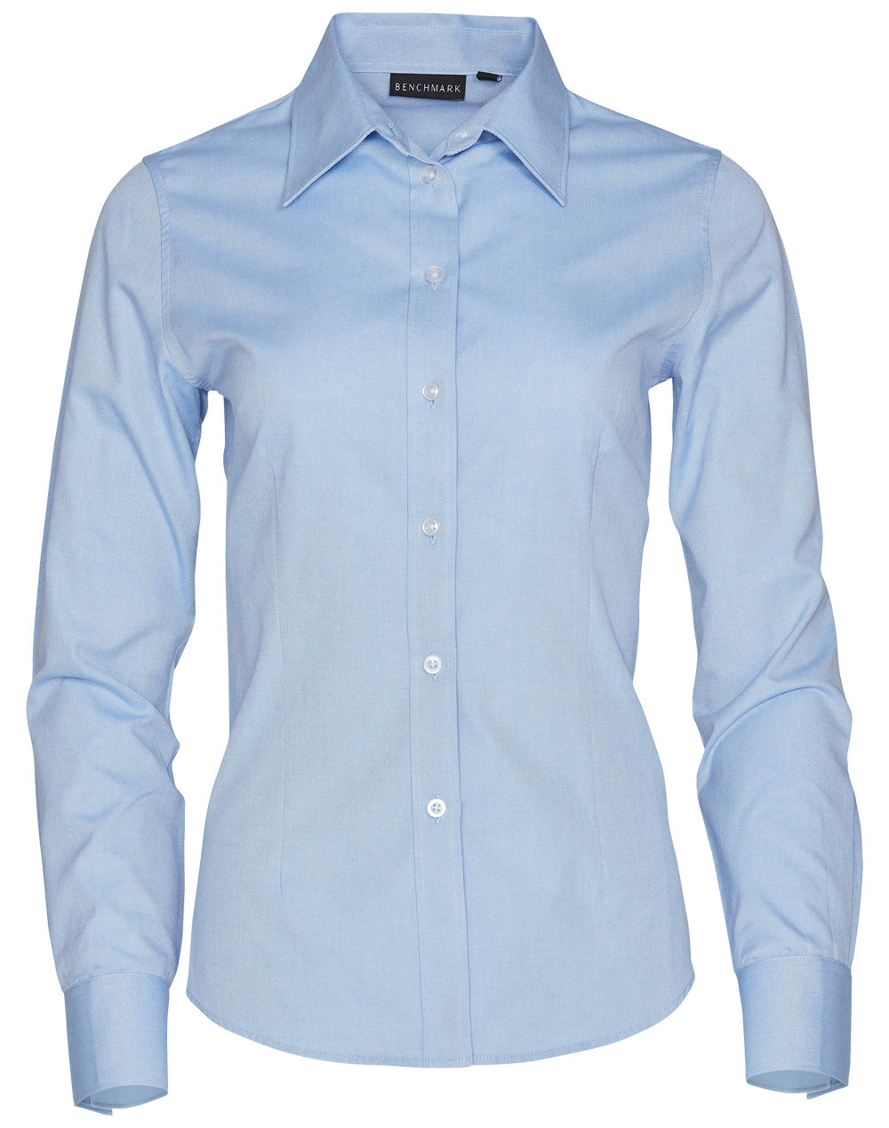 Women's CVC Oxford Long Sleeve Shirt - Blue - Front