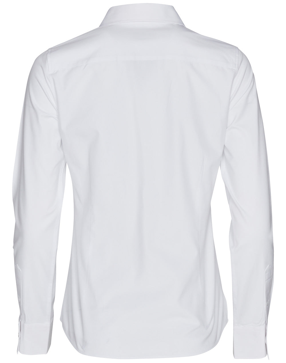 Women's CVC Oxford Long Sleeve Shirt - White - Back
