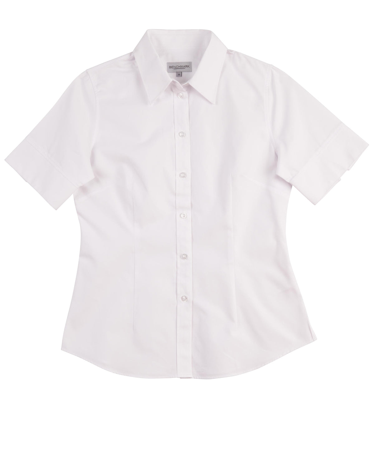 Women's CVC Oxford Short Sleeve Shirt - White - Front