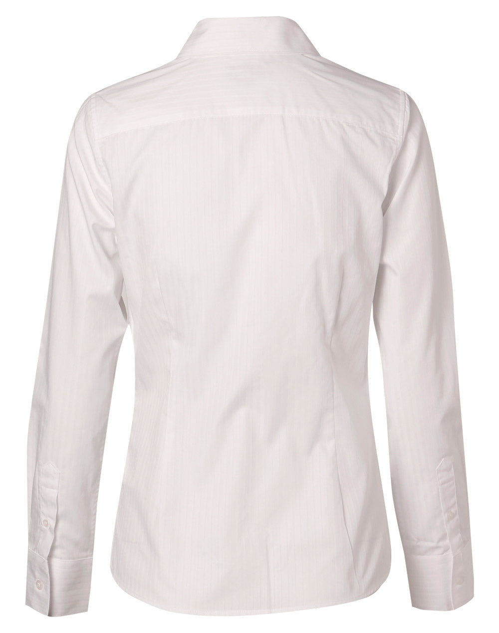 Women's Self Stripe Long Sleeve Shirt - White - Back