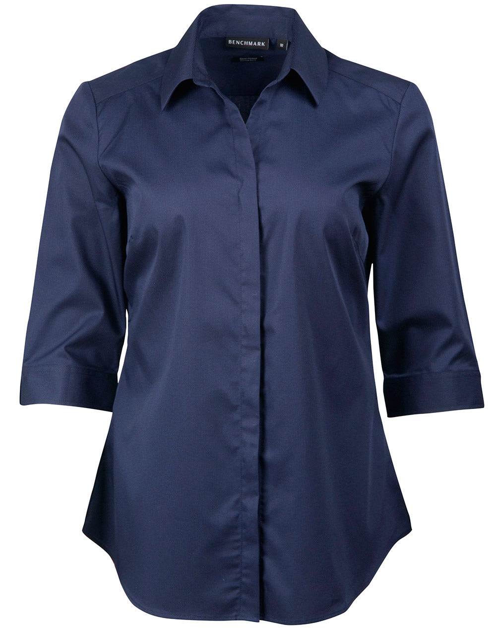 Barkley Ladies Taped Seam 3/4 Sleeve Shirt - Navy - Front