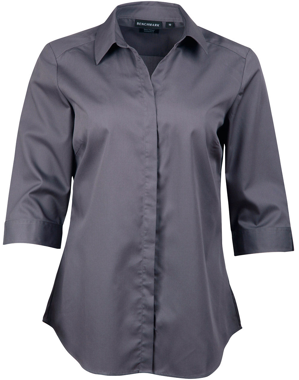 Barkley Ladies Taped Seam 3/4 Sleeve Shirt - Storm Grey - Front