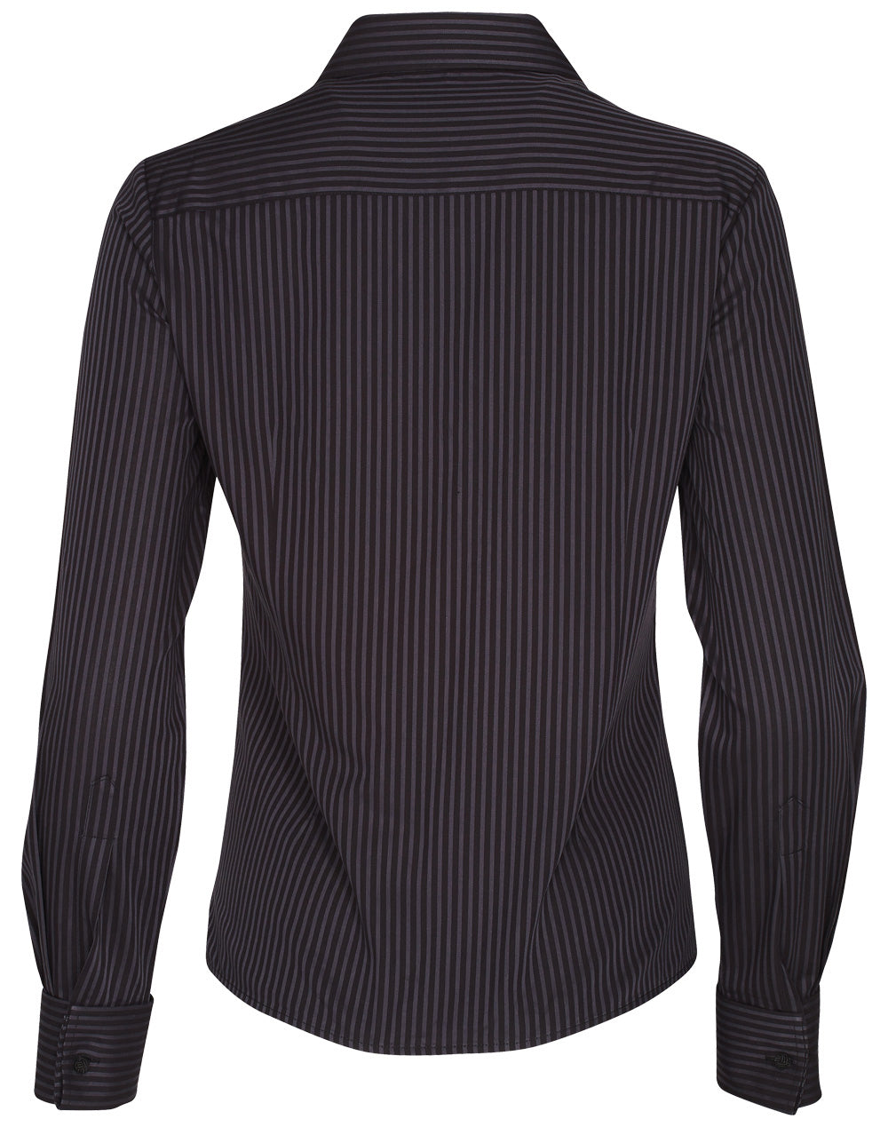 Women's Dobby Stripe long sleeve shirt - Black/Charcoal - Back