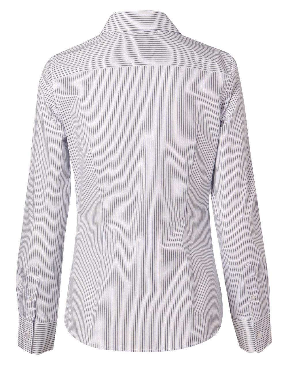 Women's Ticking Stripe Long Sleeve Shirt - White/Blue - Back