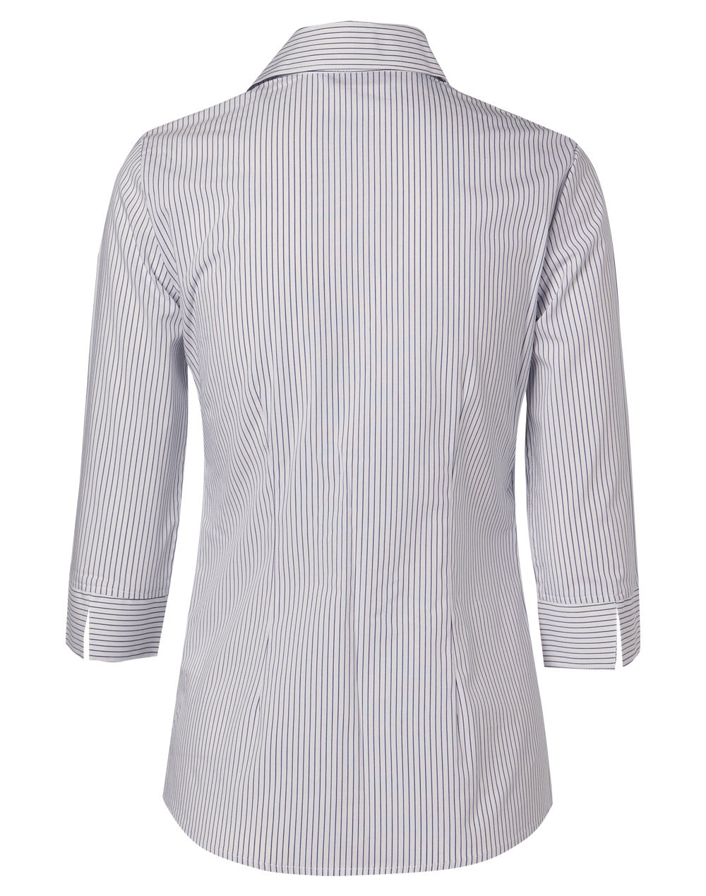 Women's Ticking Stripe 3/4 Sleeve Shirt - White/Blue - Back