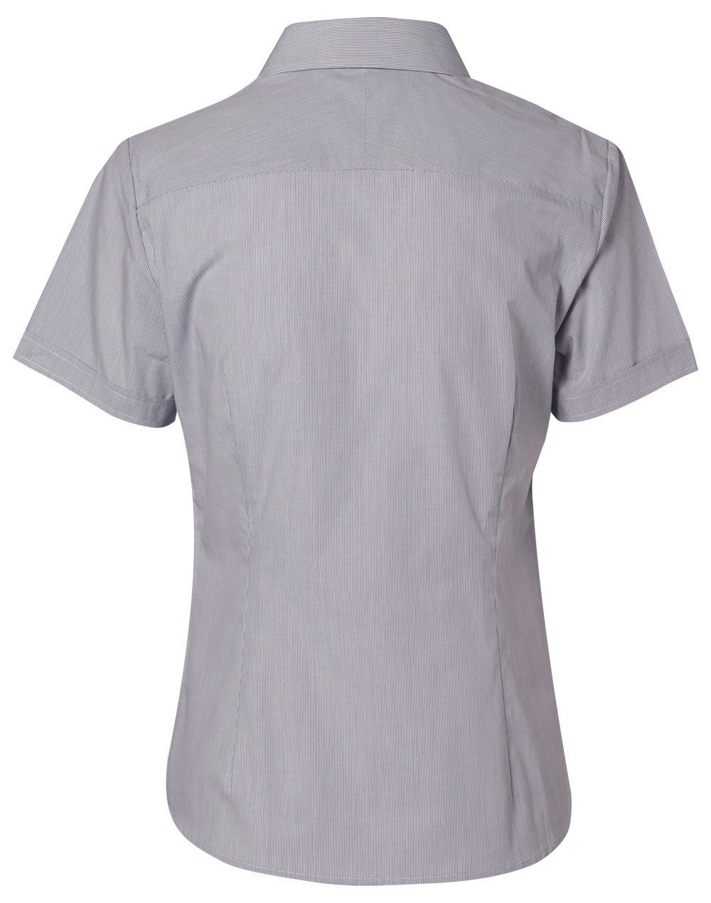 Women's Fine Stripe Short Sleeve Shirt - Silver Grey - Back