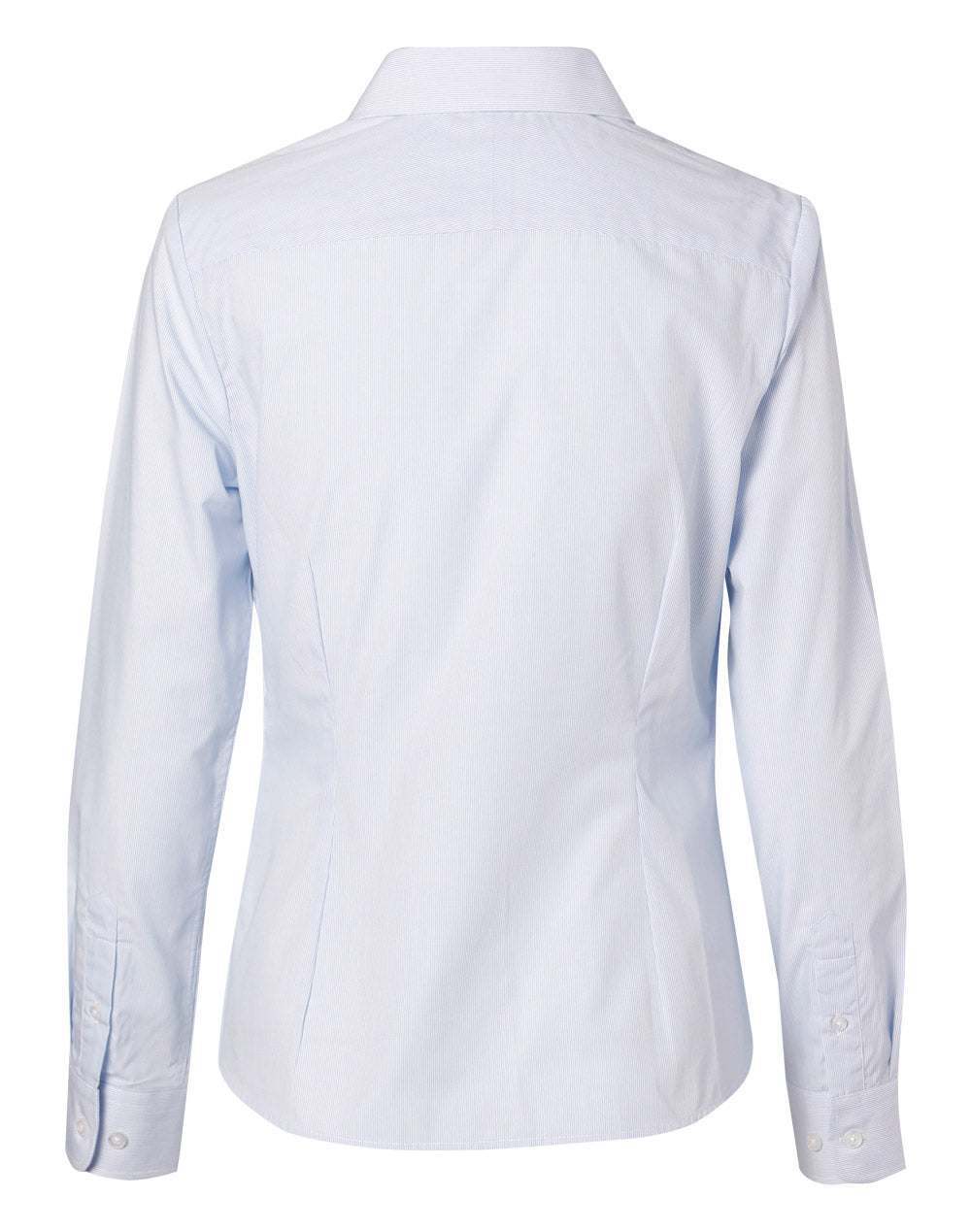 Women's Fine Stripe Long Sleeve Shirt - Pale Blue - Back