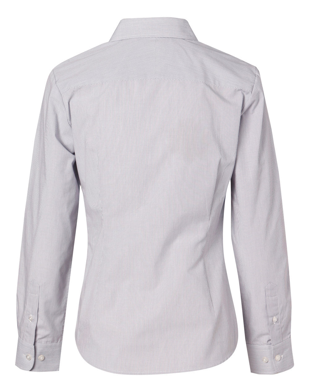 Women's Fine Stripe Long Sleeve Shirt - Silver Grey - Back