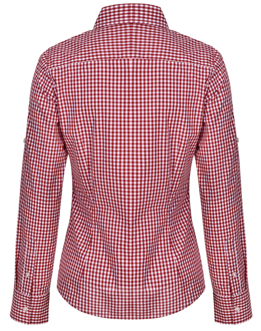 Ladies’ Gingham Check Long Sleeve Shirt - Red/White - Back