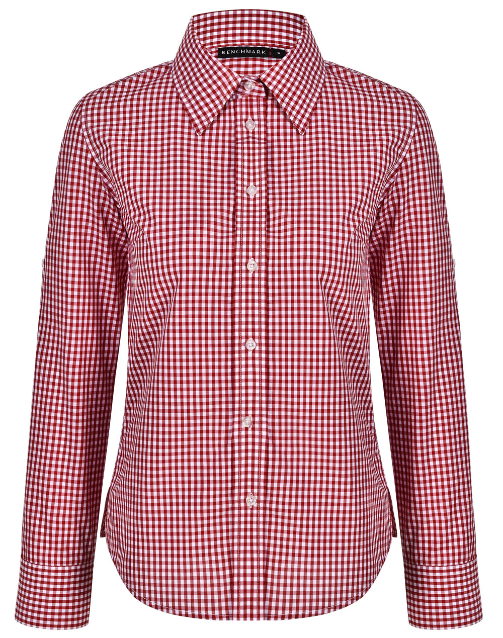 Ladies’ Gingham Check Long Sleeve Shirt - Red/White - Front