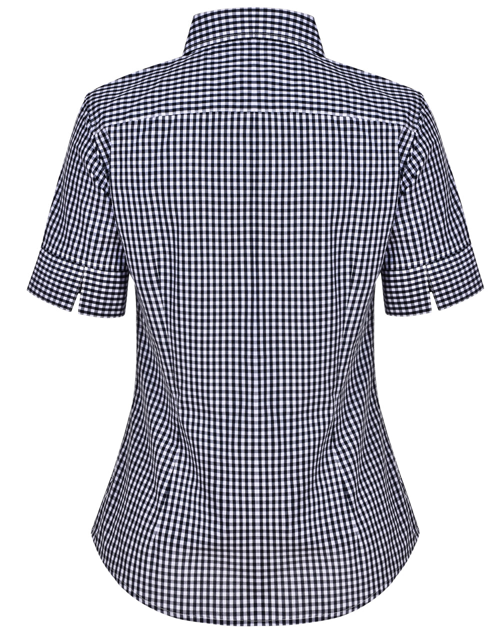 Ladies’ Gingham Check Short Sleeve Shirt - Navy/White - Back
