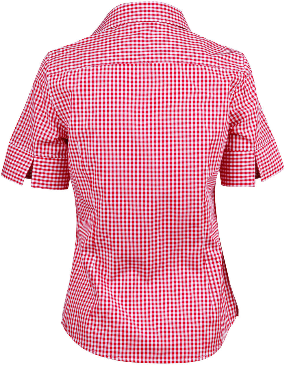 Ladies’ Gingham Check Short Sleeve Shirt - Red/White - Back