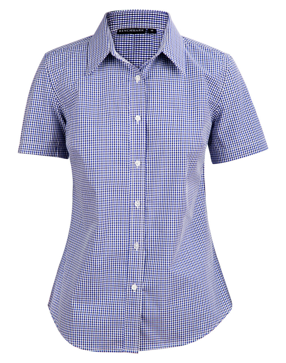 Ladies’ Multi_Tone Check Short Sleeve Shirt - Black/White/Navy - Front