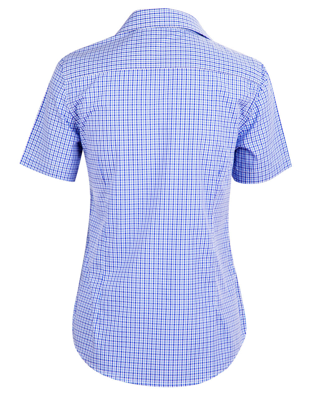 Ladies’ Multi_Tone Check Short Sleeve Shirt - Navy/White/Skyblue - Back