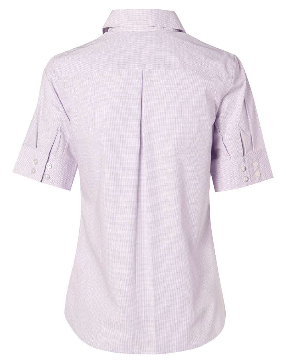 Women's Mini Check Short Sleeve Shirt - Lilac - Back