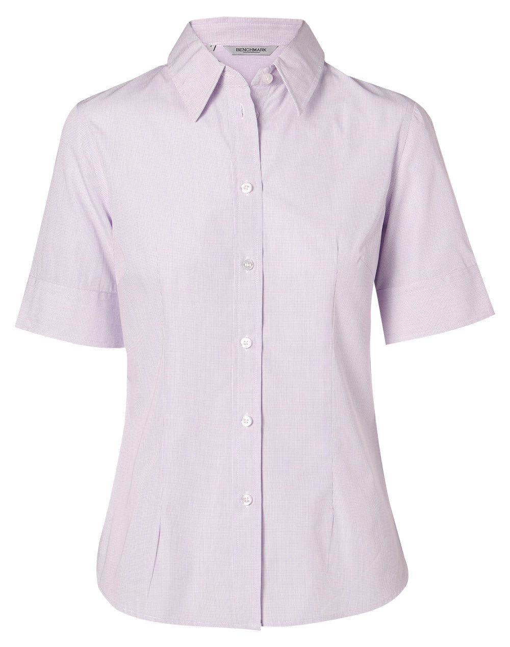 Women's Mini Check Short Sleeve Shirt - Lilac - Front