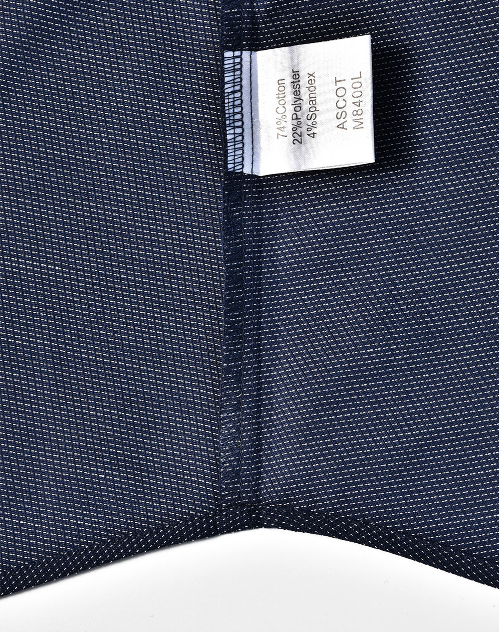 Ascot Ladies Long Sleeve Dot Jacquard Stretch Shirt - Navy - View