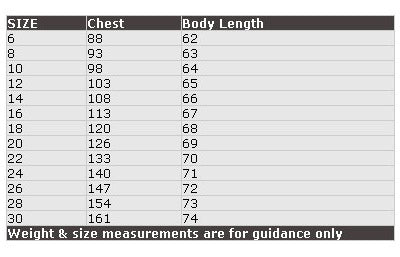 Women's CoolDry Short Sleeve Shirt - Size guide