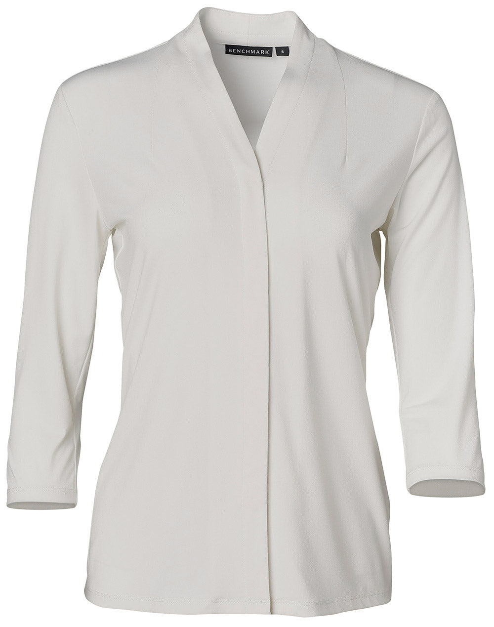 Ladies 3/4 Sleeve Stretch Knit Top Isabel - White - Front