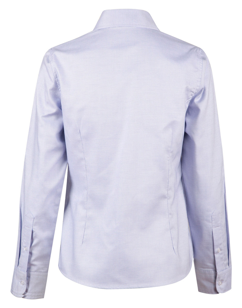 Ladies’ Dot Contrast Long Sleeve Shirt - White/Blue Dot - Back