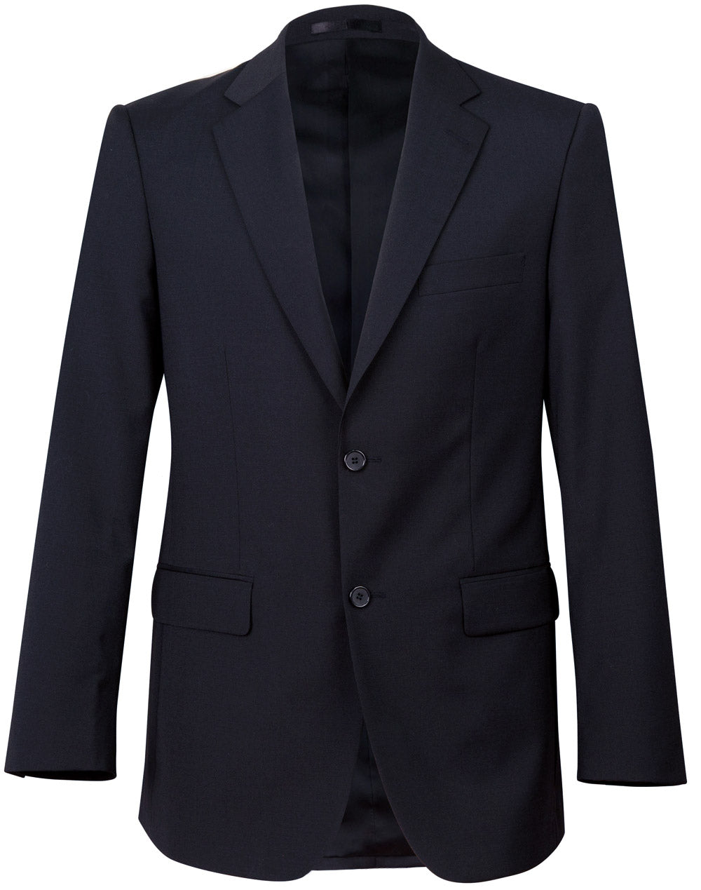 Men's Wool Blend Stretch Two Buttons Jacket - Navy - Front