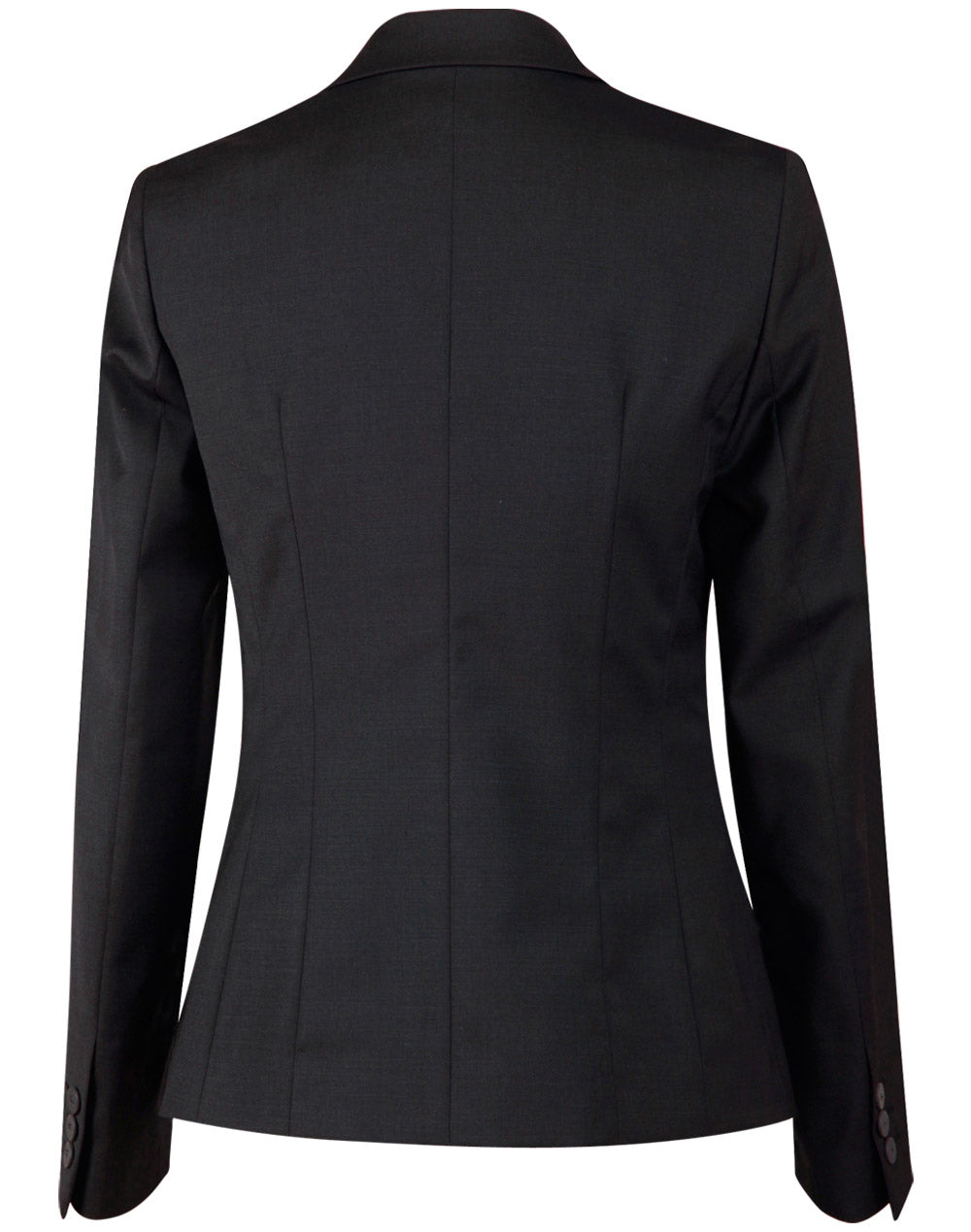 Ladies’ Wool Blend Stretch One Button Cropped Jacket - Charcoal - Back