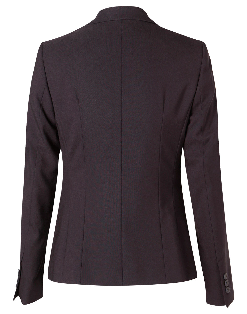 Women's Poly/Viscose Stretch One Button Cropped Jacket - Black - Back
