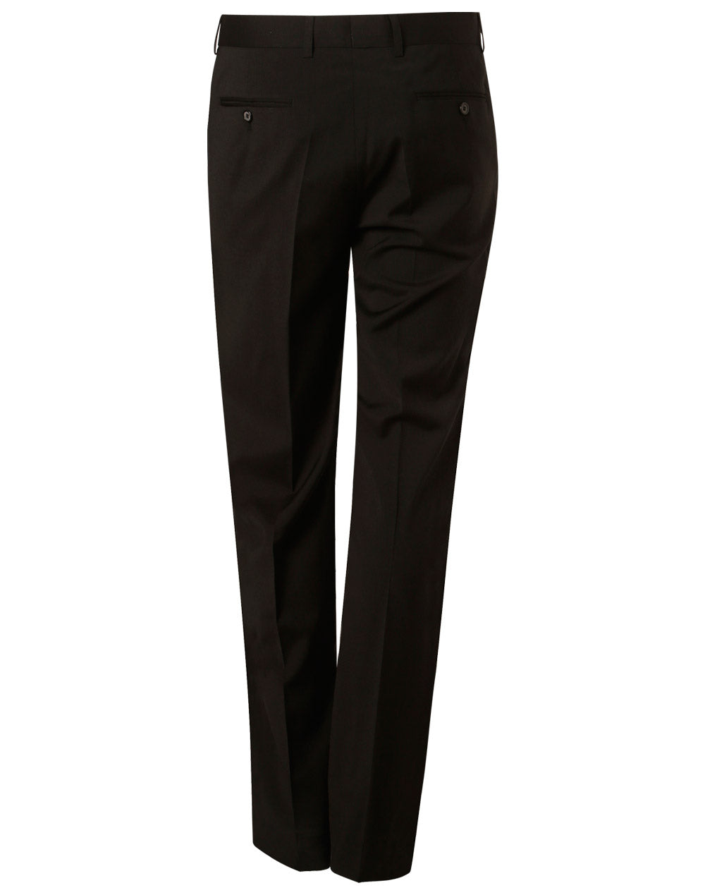 Men's Poly/Viscose Stretch Pants Flexi Waist - Black - Back