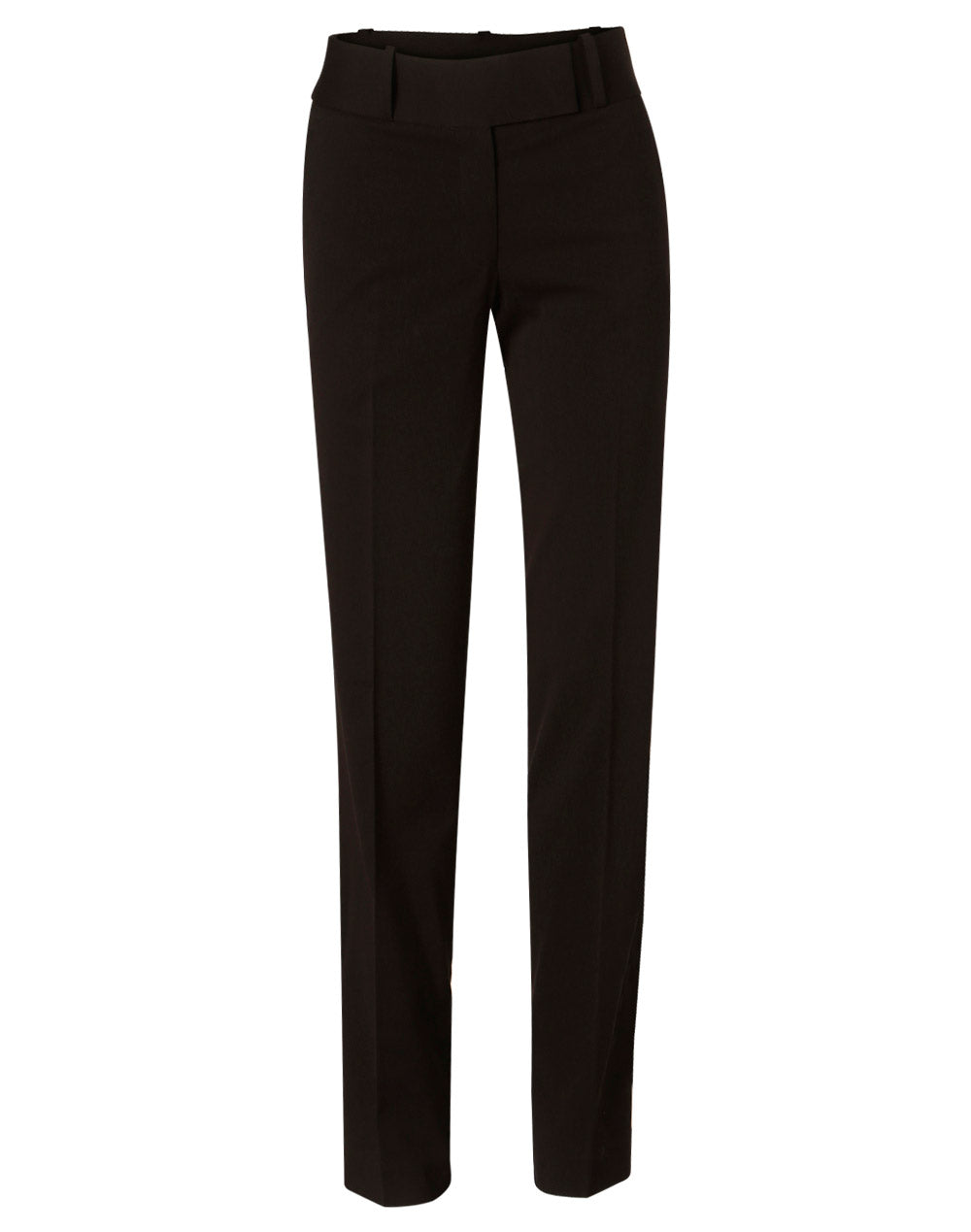 Women's Poly/Viscose Stretch Low Rise Pants - Black - Front
