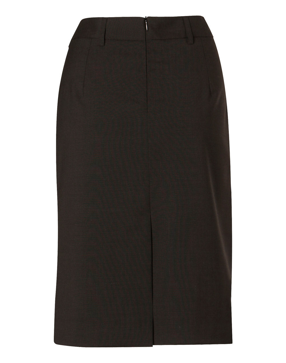 Women's Wool Blend Stretch Mid Length Lined Pencil Skirt - Charcoal - Back