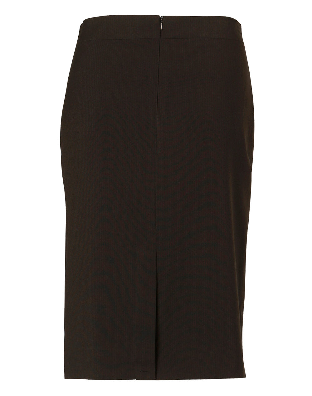 Women's Poly/Viscose Stretch Stripe Mid Length Lined Pencil Skirt - Black/Charcoal - Back