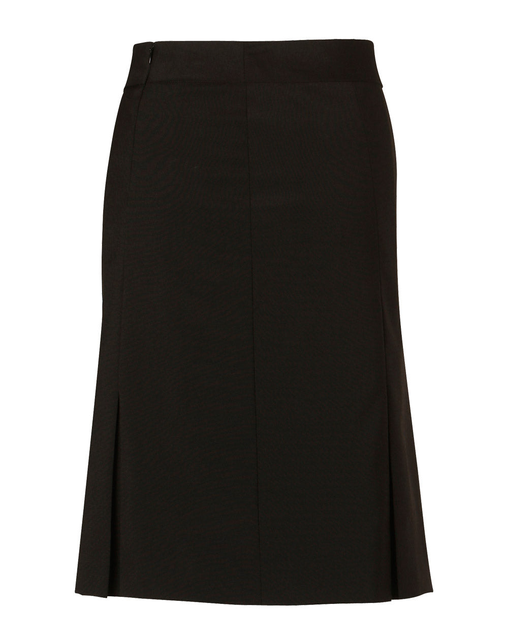 Women's Wool Blend Strecth Pleated SKirt - Black - Back
