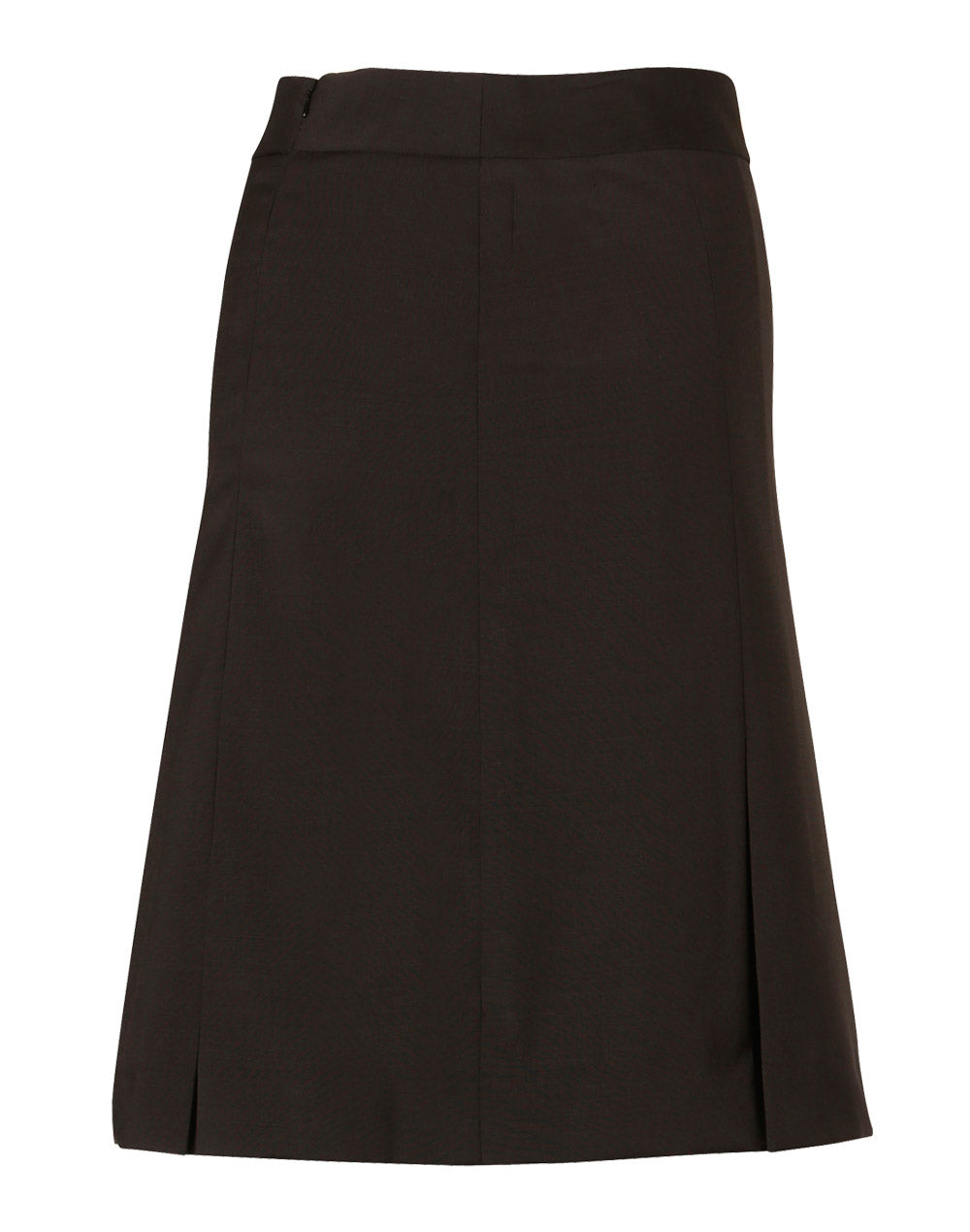 Women's Wool Blend Strecth Pleated SKirt - Charcoal - Back