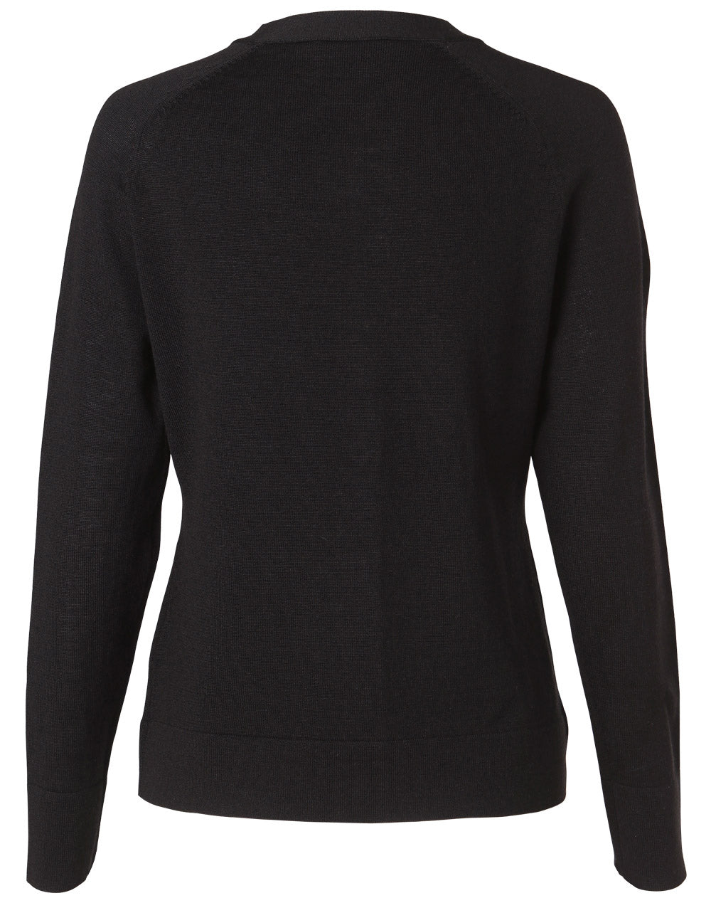 Women's V-Neck Long Sleeve Cardigan - Black - Back