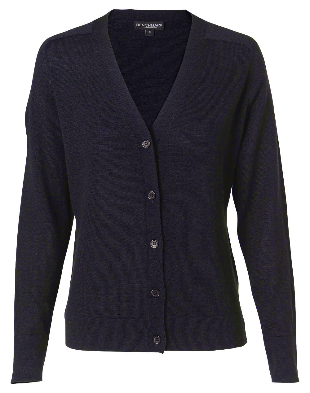 Women's V-Neck Long Sleeve Cardigan - Navy - Front