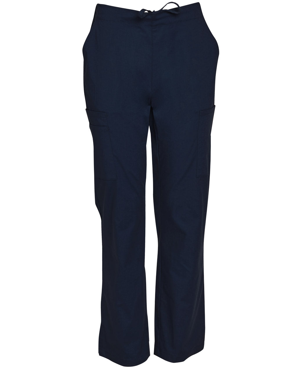 Mens Semi-Elastic Waist Tie Solid Colour Scrub Pants - Navy - Front
