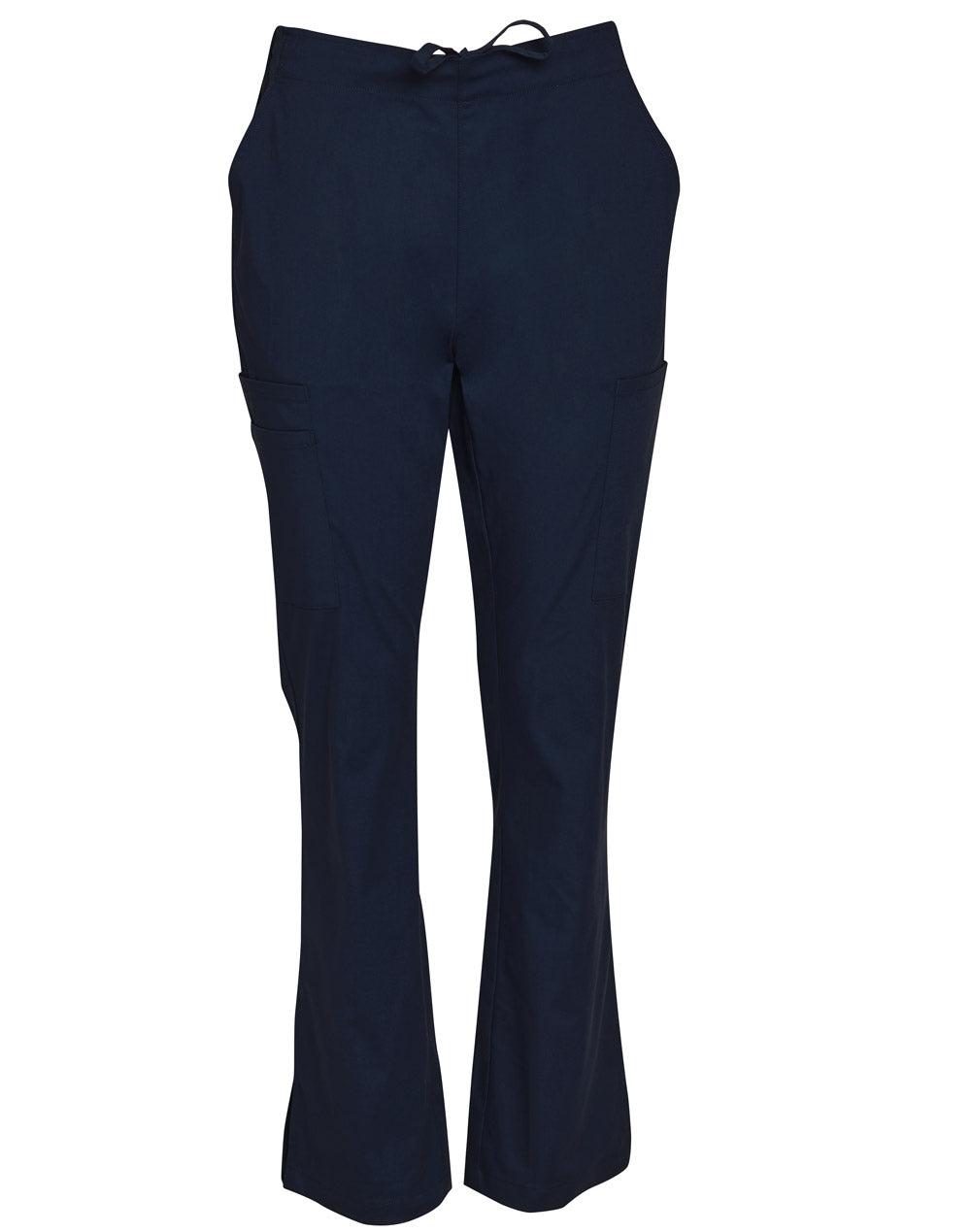Ladies Semi-Elastic Waist Tie Solid Colour Scrub Pants - Navy - Front