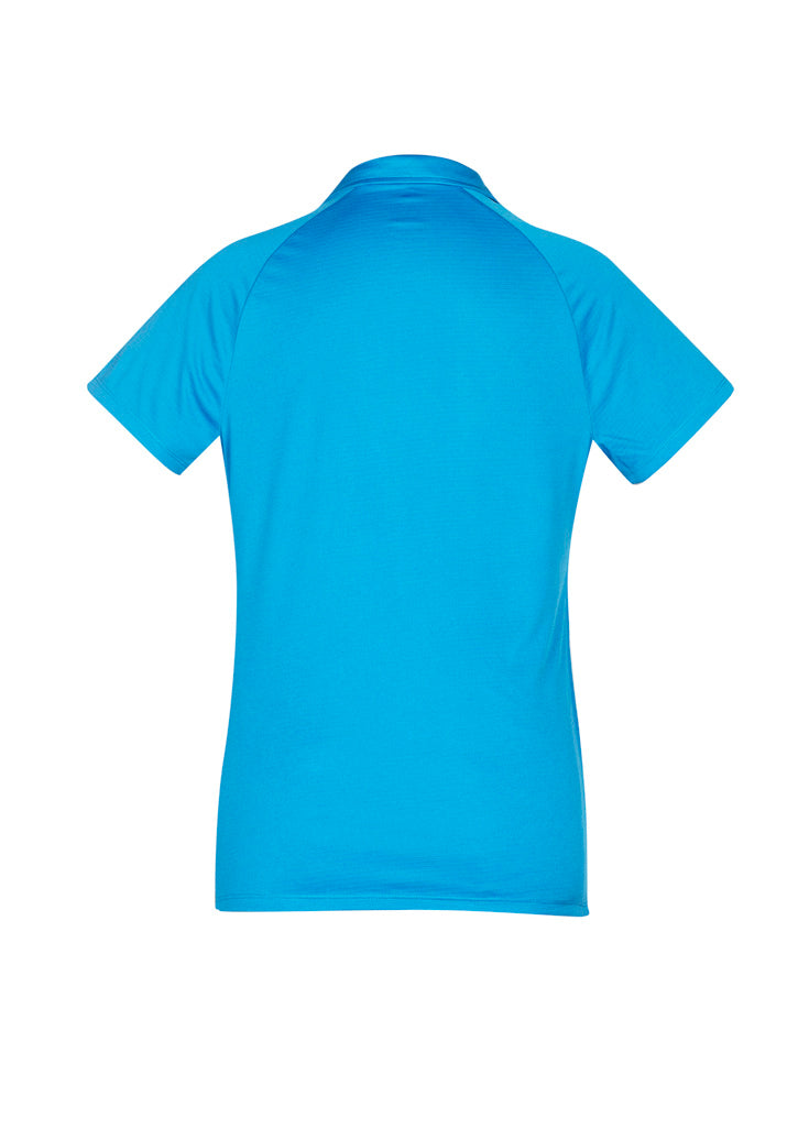 Academy Womens Short Sleeve Polo - Cyan/Navy - Back