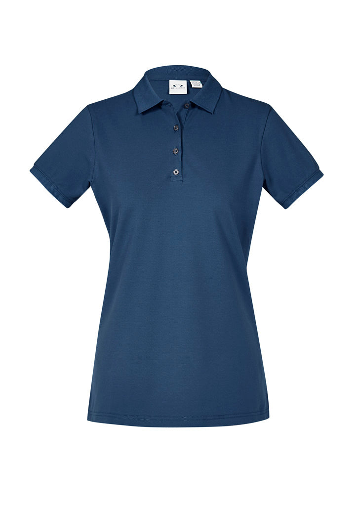 City Womens Short Sleeve Polo - Mineral Blue - Front