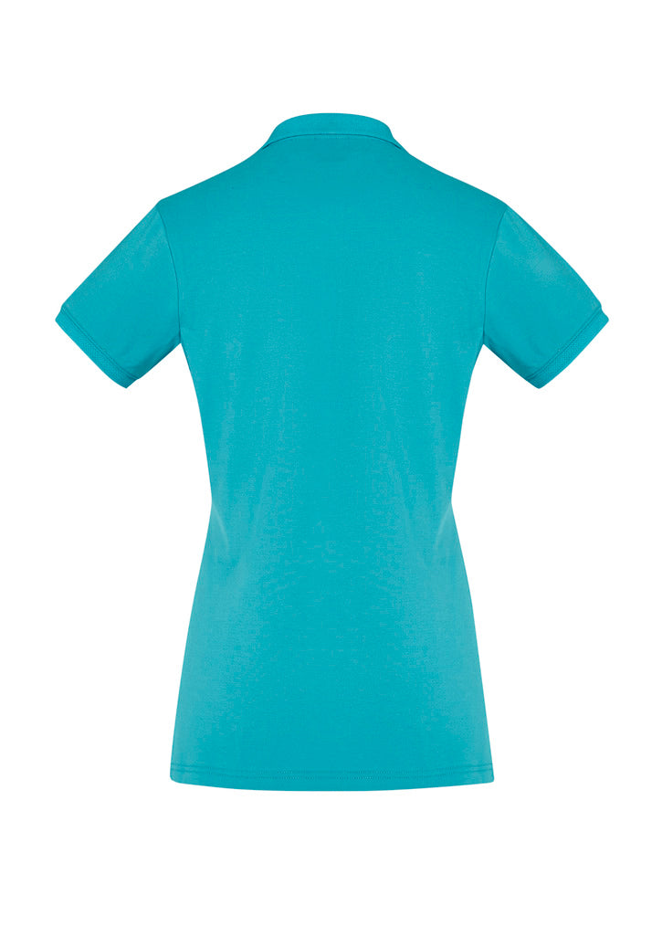 City Womens Short Sleeve Polo - Teal - Back