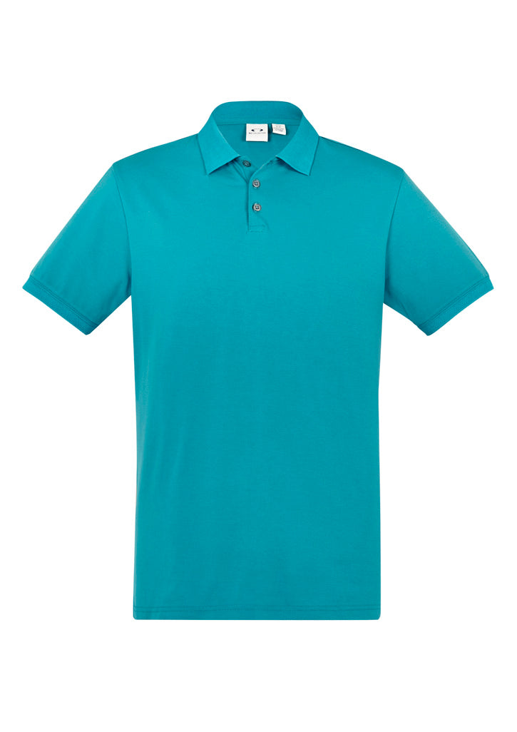 City Mens Short Sleeve Polo - Teal - Front